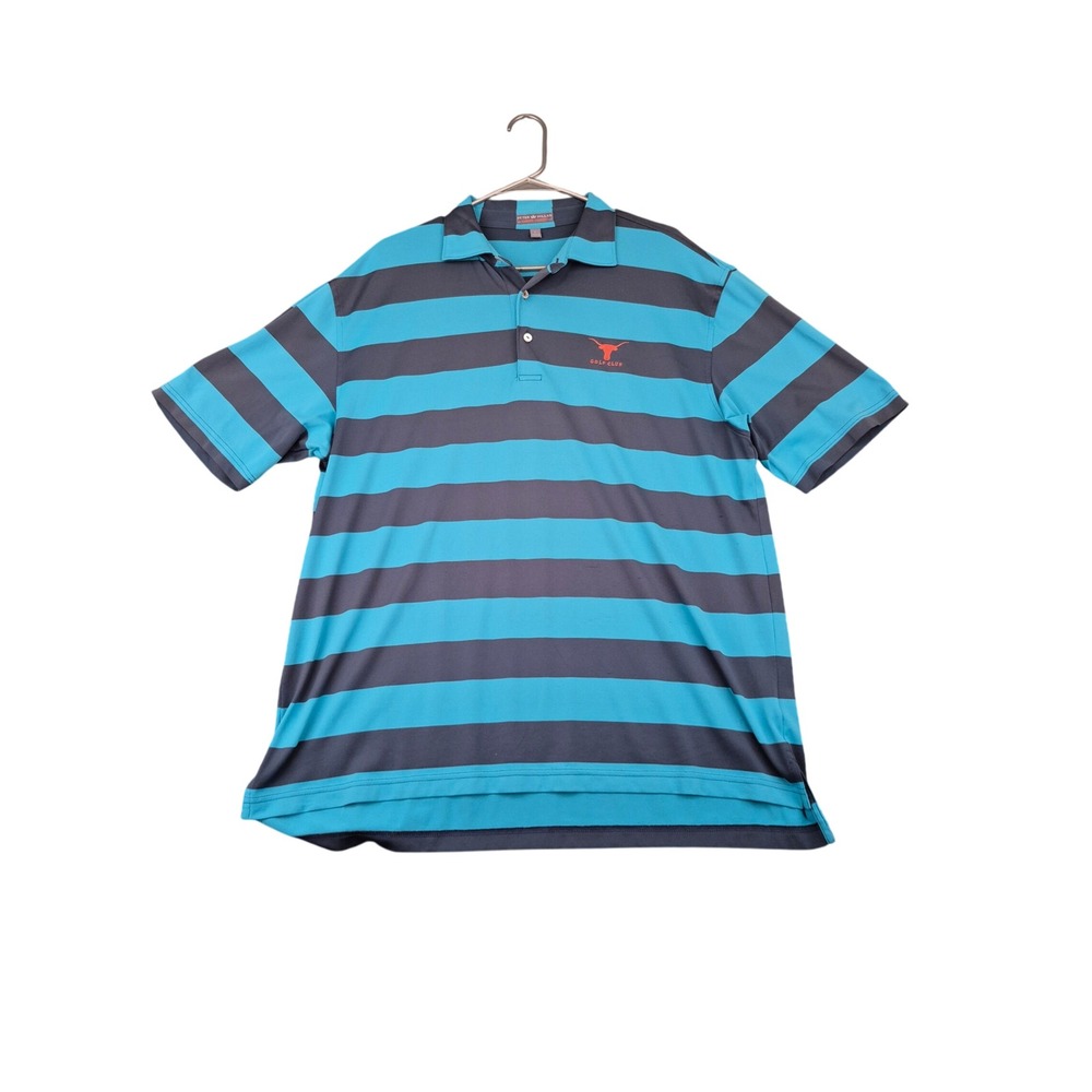 Peter Millar‎ Summer Comfort Golf Polo Mens Large Blue Navy Striped UT Golf Club